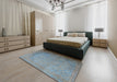 Traditional Slate Granite Gray Persian Rug in a Bedroom, tr3387