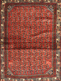 Machine Washable Traditional Tomato Red Rug, wshtr3389