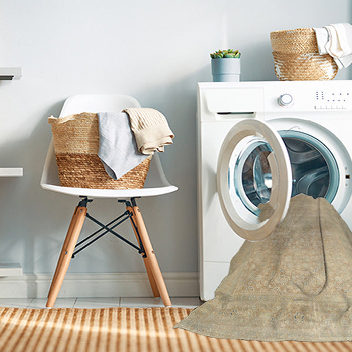 Machine Washable Traditional Brown Rug in a Washing Machine, wshtr3391