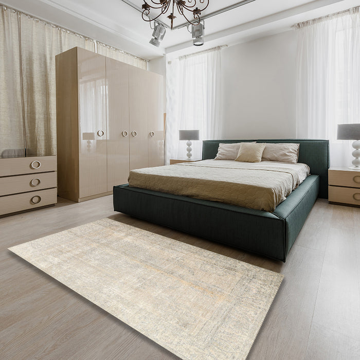Machine Washable Traditional Tan Brown Rug in a Bedroom, wshtr3393