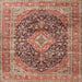 Square Traditional Fire Brick Red Medallion Rug, tr3394