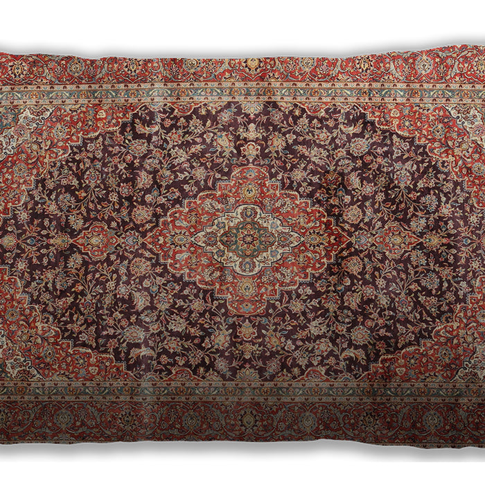 Traditional Classic Rectangular Fire Brick Red Lumbar Throw Pillow, 13 inch by 19 inch, lbtr3394