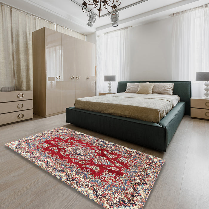 Traditional Tan Brown Medallion Rug in a Bedroom, tr3395