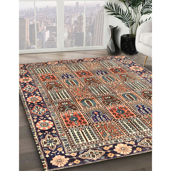 Traditional Red Brown Persian Rug in Family Room, tr3396