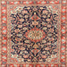 Square Traditional Brown Red Medallion Rug, tr3397