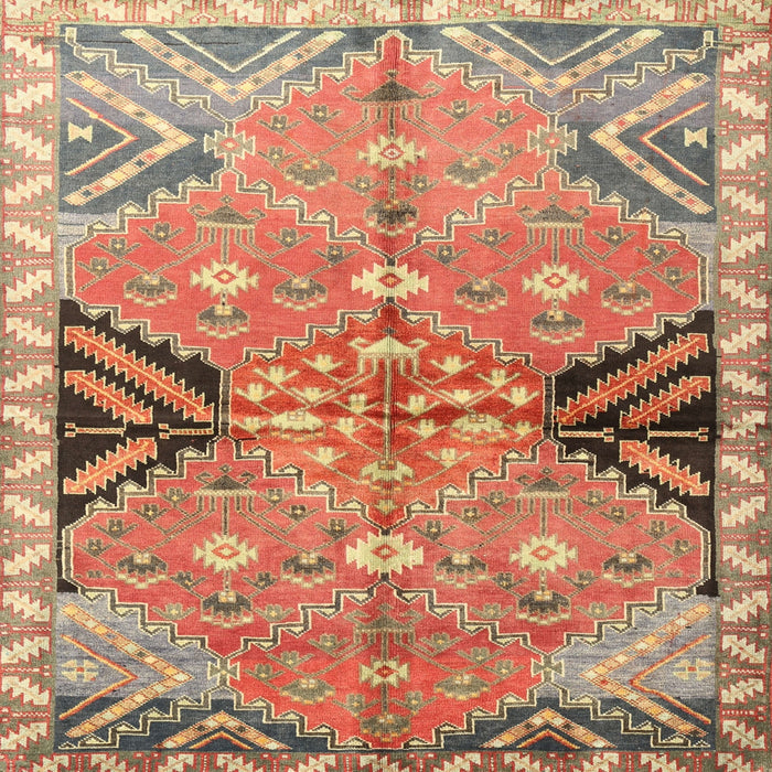 Round Machine Washable Traditional Brown Green Rug, wshtr3400