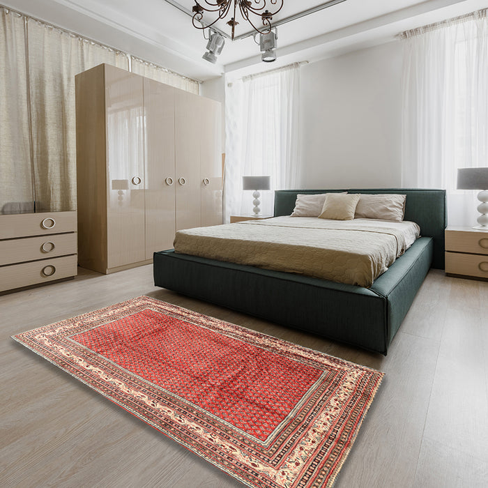 Machine Washable Traditional Red Rug in a Bedroom, wshtr3402