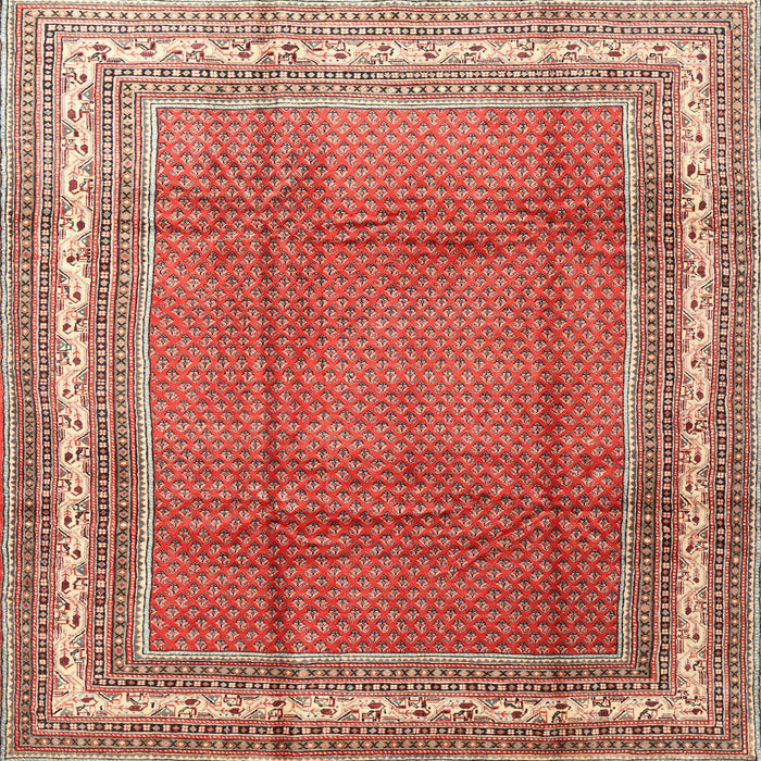Round Machine Washable Traditional Red Rug, wshtr3402