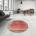 Round Machine Washable Traditional Red Rug in a Office, wshtr3402