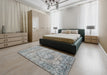 Traditional Silver Gray Persian Rug in a Bedroom, tr3405