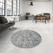 Round Machine Washable Traditional Silver Gray Rug in a Office, wshtr3405