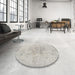 Round Machine Washable Traditional Dark Gray Rug in a Office, wshtr3407