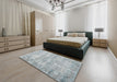 Traditional Silver Gray Persian Rug in a Bedroom, tr3409