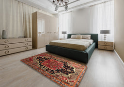 Traditional Saffron Red Persian Rug in a Bedroom, tr340