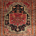 Round Machine Washable Traditional Saffron Red Rug, wshtr340