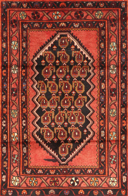 Machine Washable Traditional Tomato Red Rug, wshtr3410