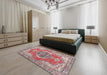 Machine Washable Traditional Brown Red Rug in a Bedroom, wshtr3413