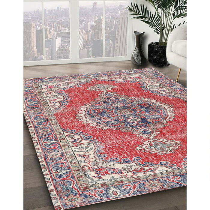 Traditional Brown Red Persian Rug in Family Room, tr3413