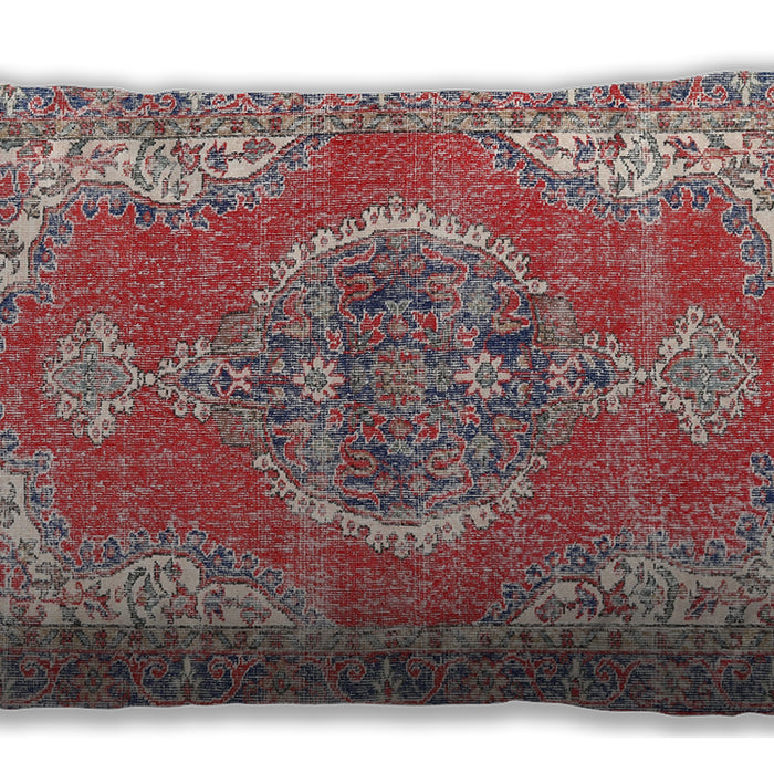 Traditional Classic Rectangular Brown Red Lumbar Throw Pillow, 13 inch by 19 inch, lbtr3413