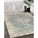 Traditional Camouflage Green Persian Rug in Family Room, tr3414