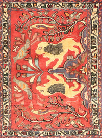 Machine Washable Traditional Red Rug, wshtr3415