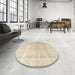 Round Machine Washable Traditional Gold Rug in a Office, wshtr3418