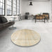 Round Traditional Golden Blonde Gold Persian Rug in a Office, tr3418