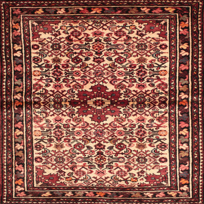 Round Machine Washable Traditional Saffron Red Rug, wshtr341