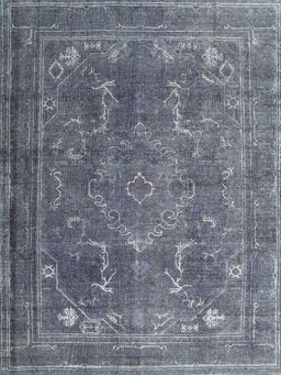 Machine Washable Traditional Purple Navy Blue Rug, wshtr3420