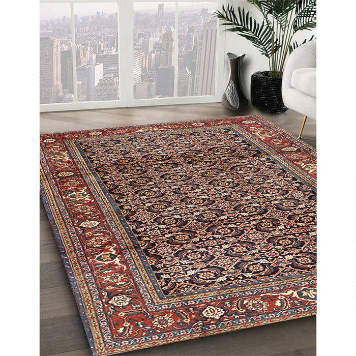 Traditional Camel Brown Persian Rug in Family Room, tr3421