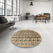Round Traditional Coffee Brown Persian Rug in a Office, tr3423