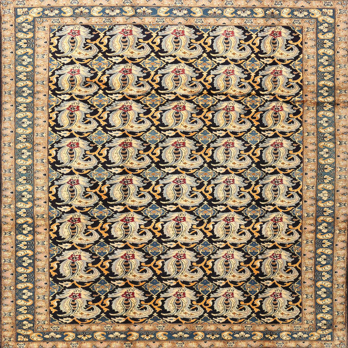 Round Machine Washable Traditional Coffee Brown Rug, wshtr3423