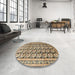 Round Machine Washable Traditional Coffee Brown Rug in a Office, wshtr3423