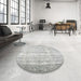 Round Machine Washable Traditional Dark Gray Rug in a Office, wshtr3434