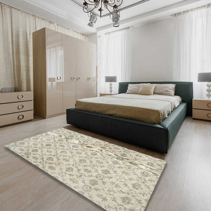 Machine Washable Traditional Camel Brown Rug in a Bedroom, wshtr3435