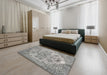 Traditional Pale Silver Gray Persian Rug in a Bedroom, tr3437