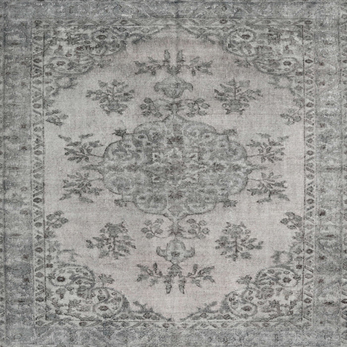 Square Traditional Pale Silver Gray Persian Rug, tr3437
