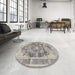 Round Traditional Tan Brown Persian Rug in a Office, tr3438