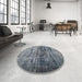 Round Traditional Dark Gray Persian Rug in a Office, tr3439