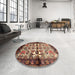 Round Traditional Brown Persian Rug in a Office, tr343