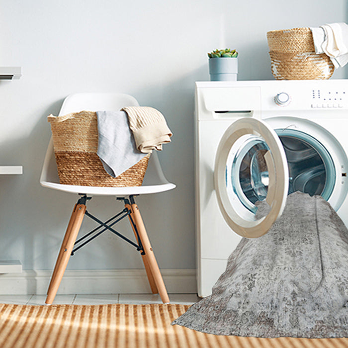 Machine Washable Traditional Light Gray Rug in a Washing Machine, wshtr3441