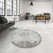 Round Machine Washable Traditional Light Gray Rug in a Office, wshtr3441