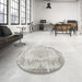 Round Traditional Gray Persian Rug in a Office, tr3442