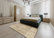 Traditional Dark Almond Brown Persian Rug in a Bedroom, tr3443