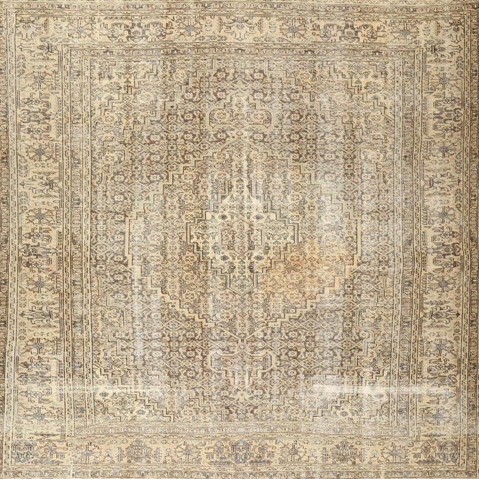 Square Traditional Dark Almond Brown Persian Rug, tr3443