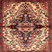 Square Traditional Saffron Red Medallion Rug, tr344