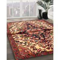 Traditional Saffron Red Medallion Rug, tr344