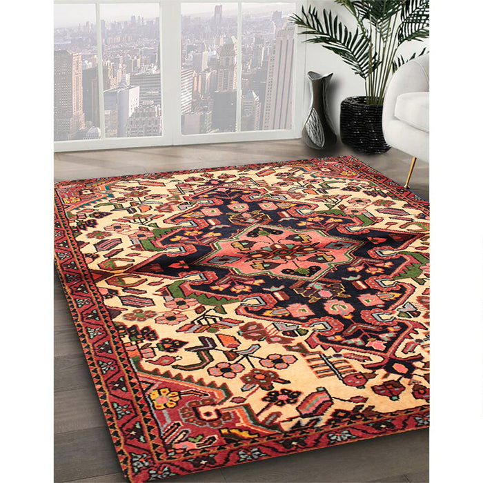 Machine Washable Traditional Saffron Red Rug in a Family Room, wshtr344
