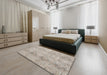 Traditional Desert Sand Beige Persian Rug in a Bedroom, tr3451