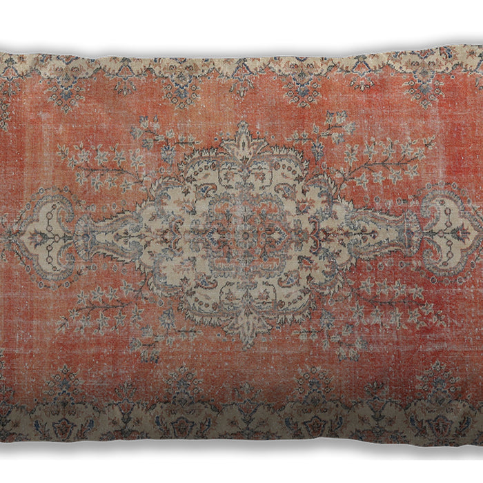 Traditional Classic Rectangular Orange Lumbar Throw Pillow, 13 inch by 19 inch, lbtr3452